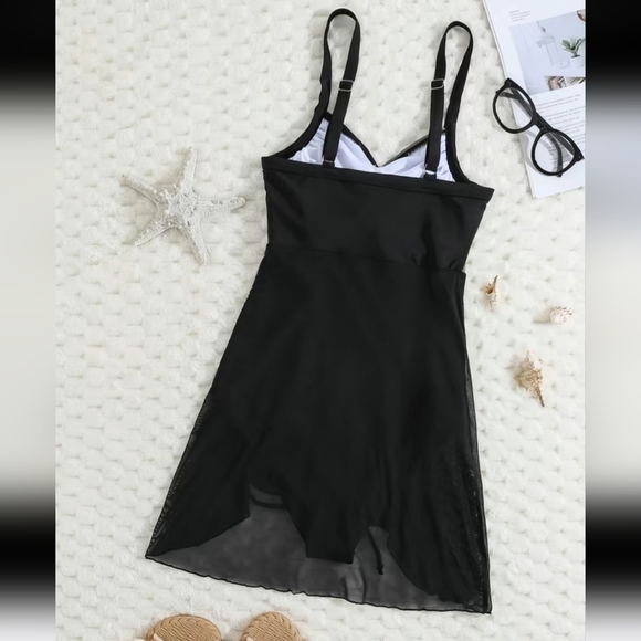 One Piece Green and Black Swimsuit - Picture 2 of 9